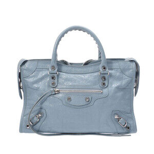 BALENCIAGA The City Bag Blue Calfskin Handbag